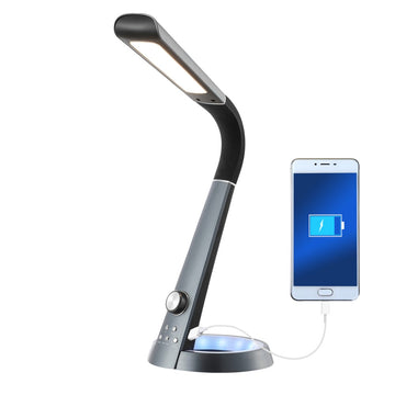 Milton 19" Aluminum Contemporary Minimalist Adjustable Head Dimmable USB Charging LED Task Lamp - JONATHAN Y